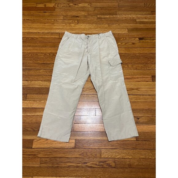Lands' End Mens Cargo Pants Size 36x26 Beige Nylon Cotton Outdoors Hiking - Picture 1 of 8